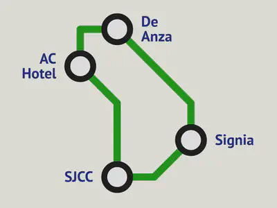 Map of Further Confusion shuttle stops